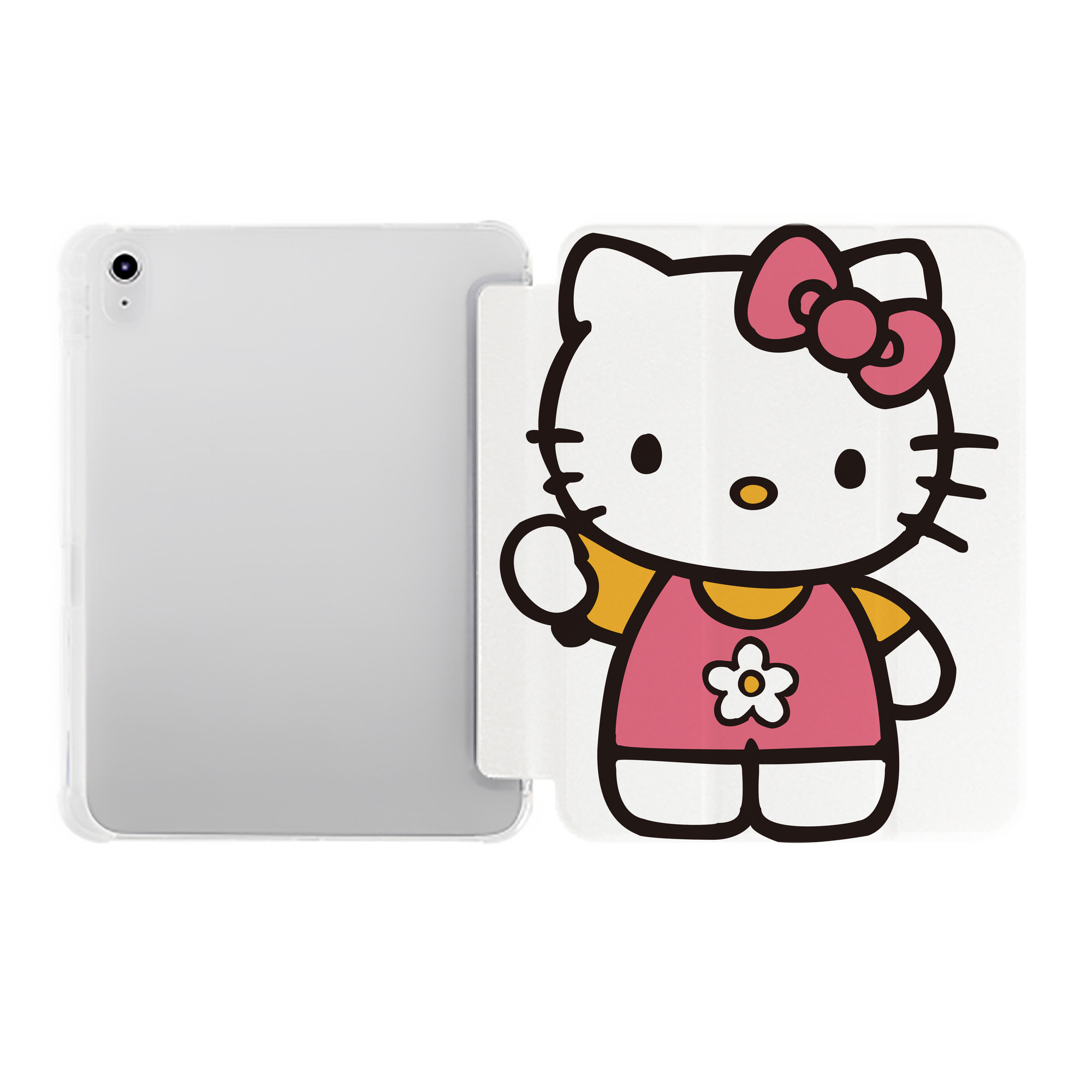 （画像用） Hello Kitty ハローキティ IPad ケース ペン収納付き 三つ折りスタンド PUレザー×シリコン 対応機種9.5/10.5/10.9インチ